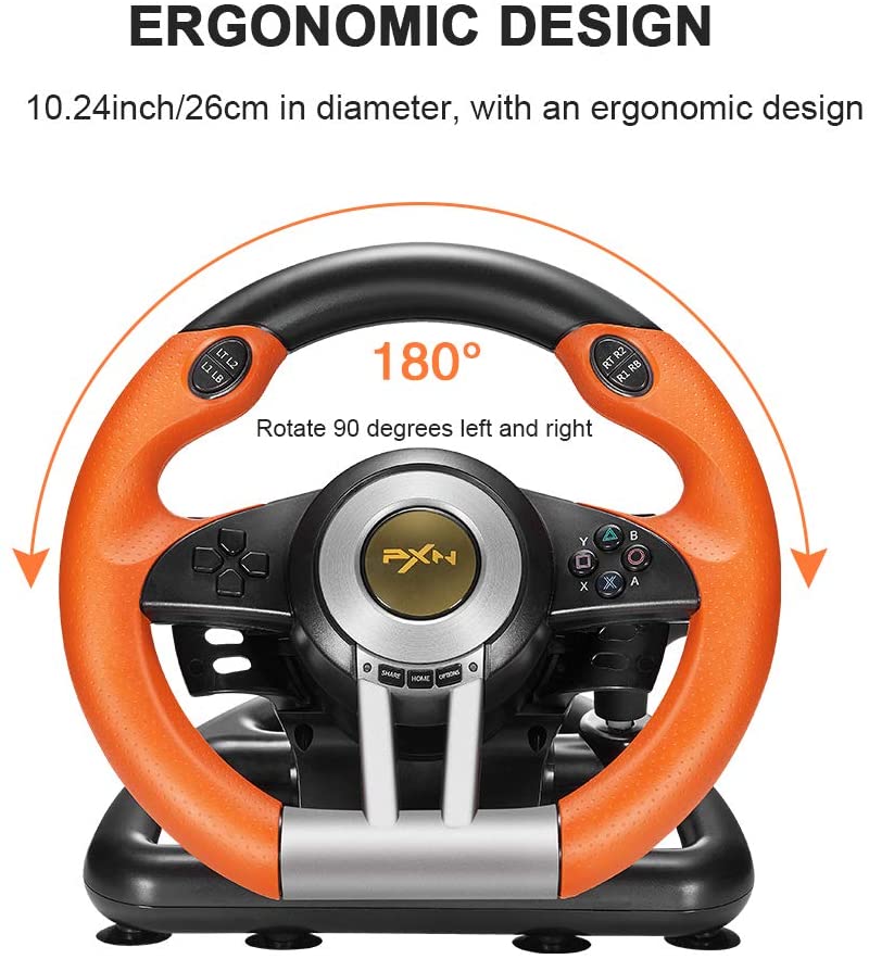 PXN V3II Racing Wheel, Steering Wheel with Racing Paddles for PC